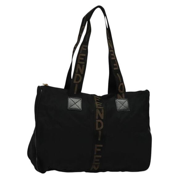 FENDI Shoulder Bag Nylon Black Gold - Picture 1 of 12